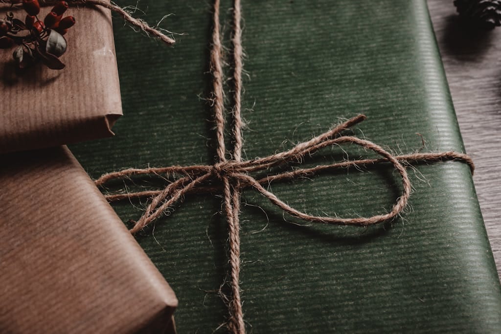 Green Box Tied With Brown String